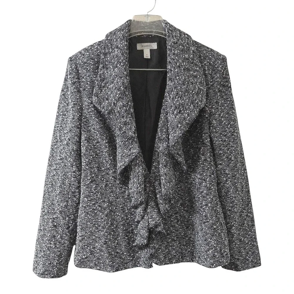 Dressbarn Gray‎ Textured Blazer Jacket Women's Size M Open Front